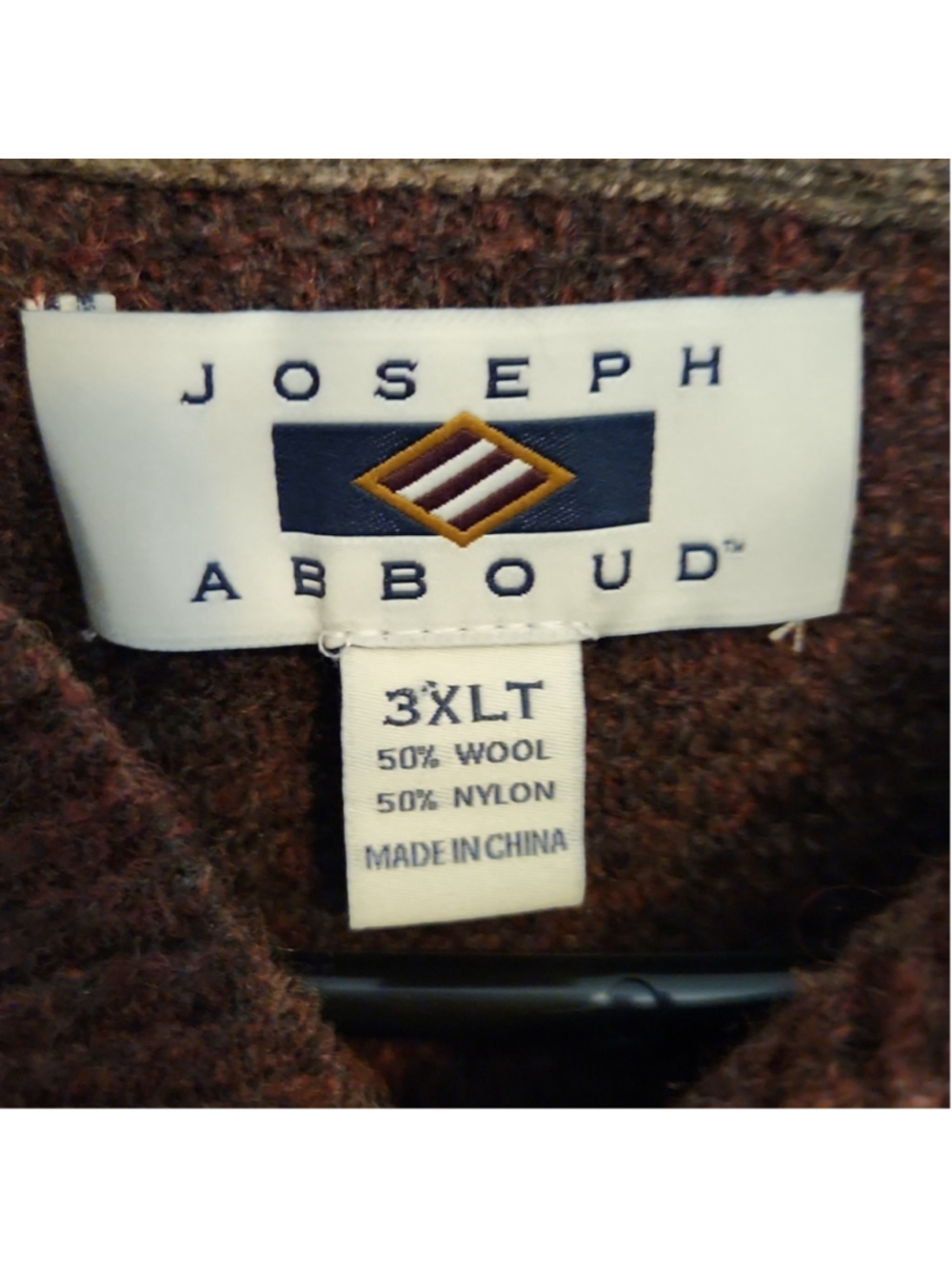 Joseph Abboud Sweater Mens Large Maroon Brown Wool Shawl Collar Sz 3XLT - Picture 2 of 2